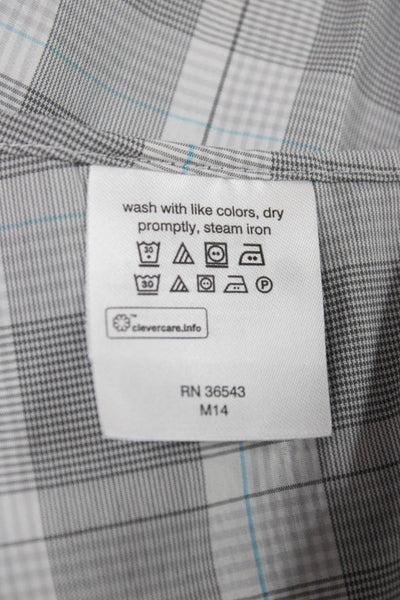 Michael Kors Mens Plaid Long Sleeve Button Up Shirt White Size L