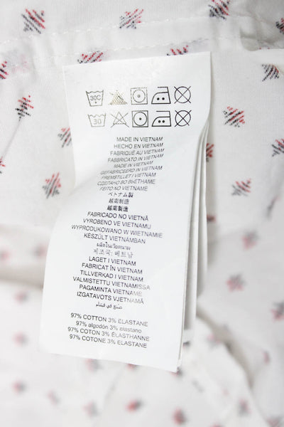 Michael Kors Mens Abstract Collared Long Sleeve Button Up Shirt White Size L