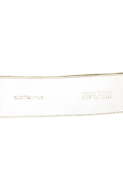 Miu Miu Womens Leather Snakeskin Print Wide Belt Gold Silver Size 32