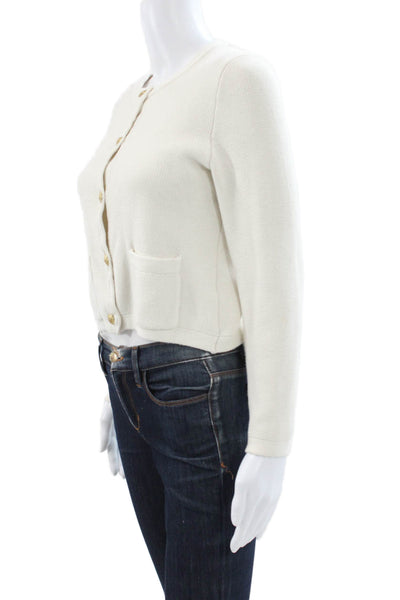 J Crew Womens Ivory Cotton Cardigan Long Sleeve Round Neck Size XS
