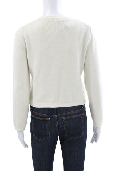 J Crew Womens Ivory Cotton Cardigan Long Sleeve Round Neck Size XS