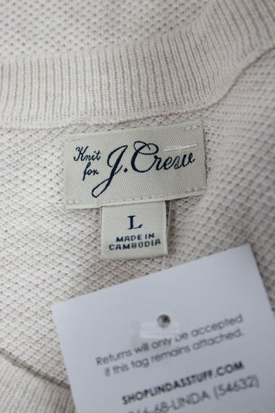 J Crew Women Pullover Beige Long Sleeve Crew Neck 100% Cotton Size L