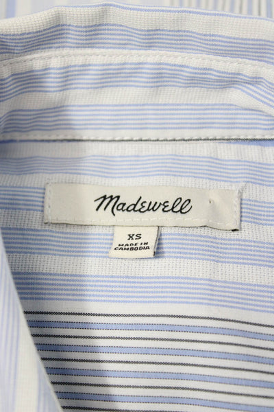 Madewell Womens Cropped Collared Button-Up Striped Organic Cotton Top Size XS