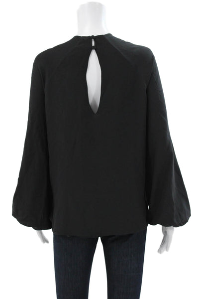 Silvia Tcherassi Womens Tunic Blouse Silk V-Neck Long Sleeve Black Size XS