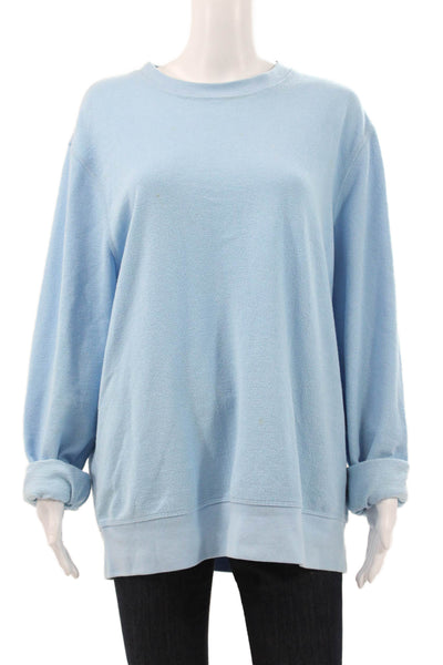J Crew Womens Pullover Sweatshirt Blue Cotton Blend Crewneck Long Sleeve Size L