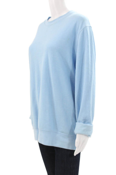 J Crew Womens Pullover Sweatshirt Blue Cotton Blend Crewneck Long Sleeve Size L