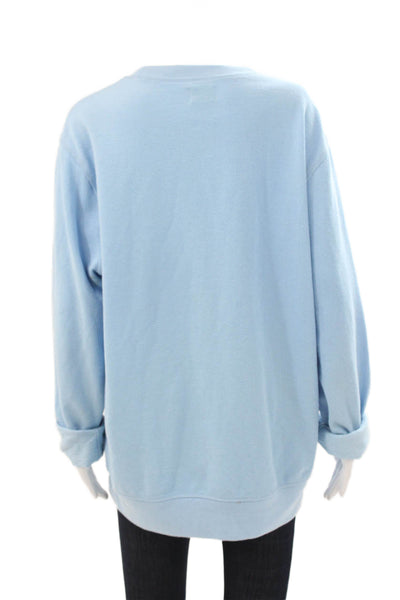J Crew Womens Pullover Sweatshirt Blue Cotton Blend Crewneck Long Sleeve Size L