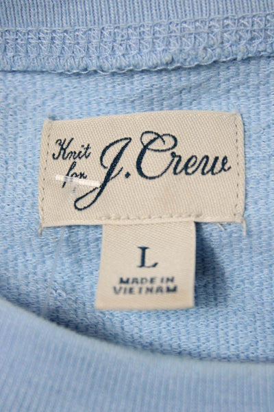 J Crew Womens Pullover Sweatshirt Blue Cotton Blend Crewneck Long Sleeve Size L