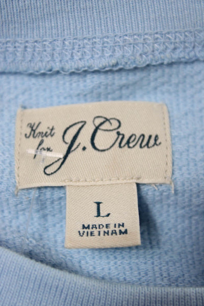 J Crew Womens Pullover Sweatshirt Blue Cotton Blend Crewneck Long Sleeve Size L