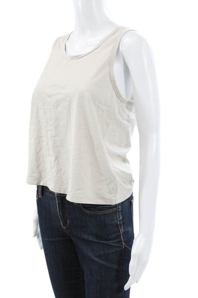 Athleta Womens Basic Beige Cotton Blend Round Neck Sleeveless Tank Size S