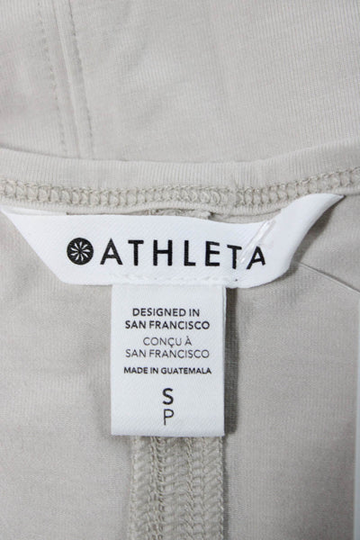 Athleta Womens Basic Beige Cotton Blend Round Neck Sleeveless Tank Size S