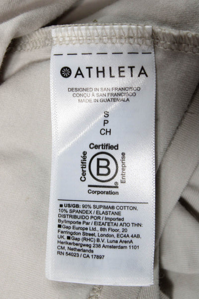 Athleta Womens Basic Beige Cotton Blend Round Neck Sleeveless Tank Size S