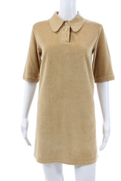 Loulou Studio Women Shift Dress Beige Collared Button Knee Length Size XS
