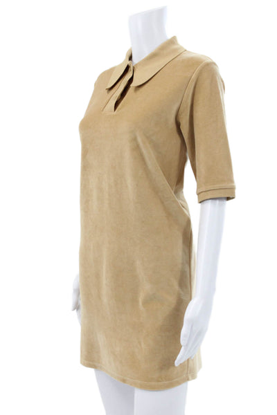 Loulou Studio Women Shift Dress Beige Collared Button Knee Length Size XS