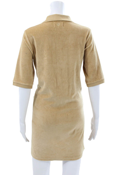 Loulou Studio Women Shift Dress Beige Collared Button Knee Length Size XS
