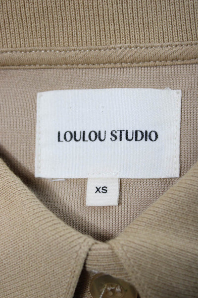 Loulou Studio Women Shift Dress Beige Collared Button Knee Length Size XS
