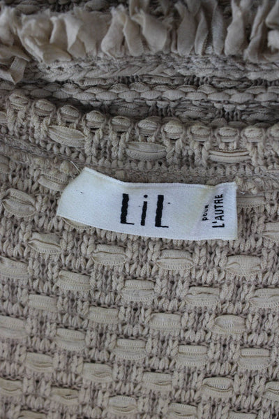 Lil Womens Shift Dress Beige Cotton Scoop Neck Sleeveless Knee Length Size 38