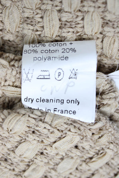 Lil Womens Shift Dress Beige Cotton Scoop Neck Sleeveless Knee Length Size 38