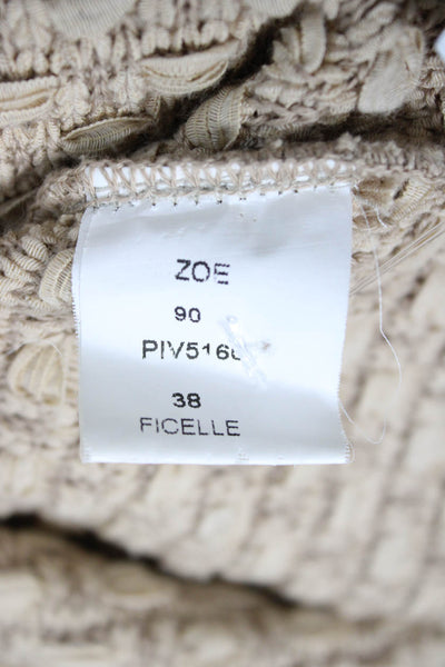 Lil Womens Shift Dress Beige Cotton Scoop Neck Sleeveless Knee Length Size 38