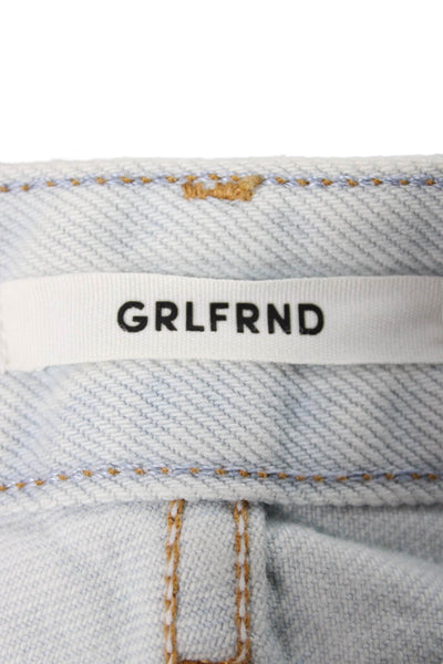 Grlfrnd Women Cutoff Shorts Blue 100% Cotton Solid Button Size 27