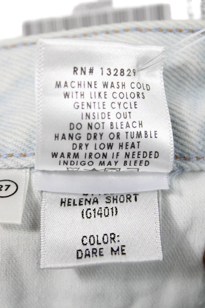 Grlfrnd Women Cutoff Shorts Blue 100% Cotton Solid Button Size 27