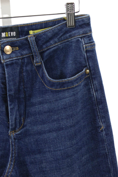Maeve Anthropologie Womens Wide-Leg Jeans Blue High Rise Cotton Blend Size 26