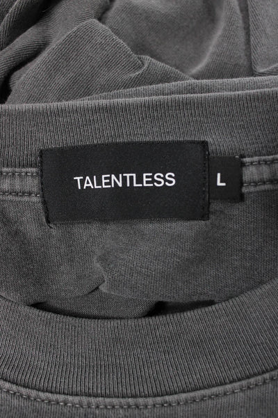 Talentless Mens Gray Crew Neck Short Sleeve T-Shirt 100% Cotton Solid Size L