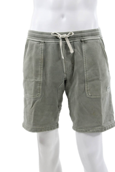 Banks Journal Mens Sweat Shorts Green Organic Cotton Drawstring Size 32