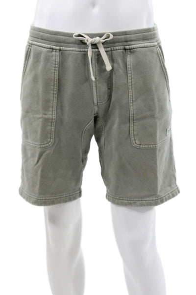 Banks Journal Mens Sweat Shorts Green Organic Cotton Drawstring Size 32