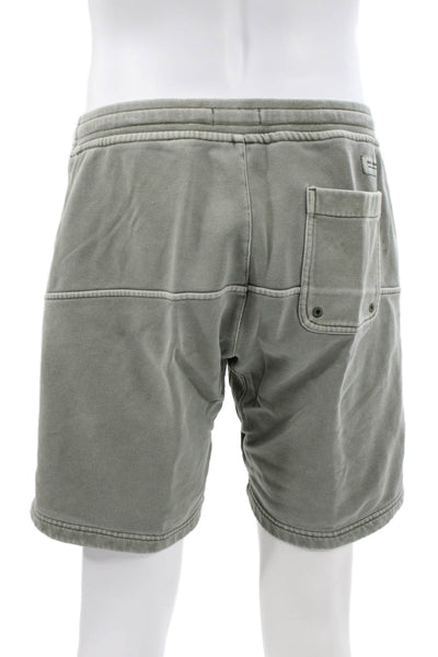 Banks Journal Mens Sweat Shorts Green Organic Cotton Drawstring Size 32