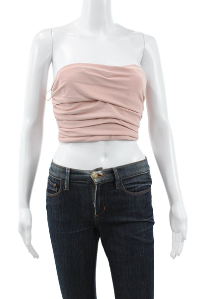 Zara Women Cropped Pink Square Neck Sleeveless Tank Polyester Size XS