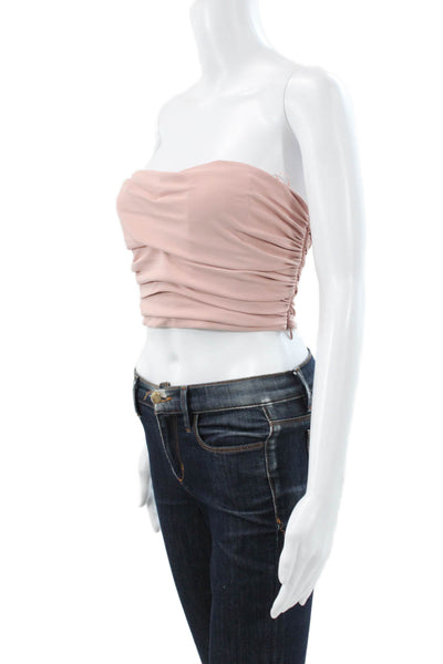 Zara Women Cropped Pink Square Neck Sleeveless Tank Polyester Size XS
