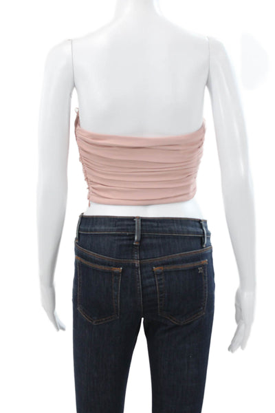 Zara Women Cropped Pink Square Neck Sleeveless Tank Polyester Size XS