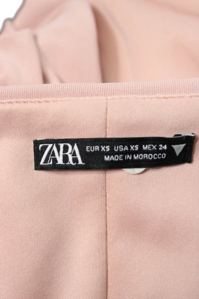 Zara Women Cropped Pink Square Neck Sleeveless Tank Polyester Size XS