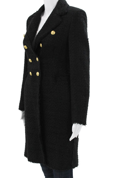 Zara Women Black Overcoat Button Long Sleeve Polyester Size S