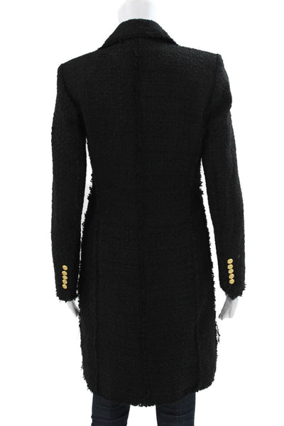 Zara Women Black Overcoat Button Long Sleeve Polyester Size S