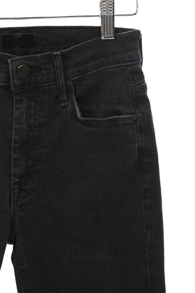 Mother Womens Cropped Jeans Black Cotton Size 23