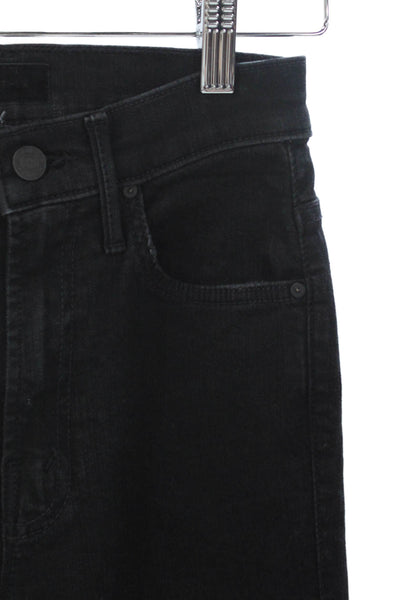 Mother Womens Straight Black Jeans Button Cotton Blend Size 23
