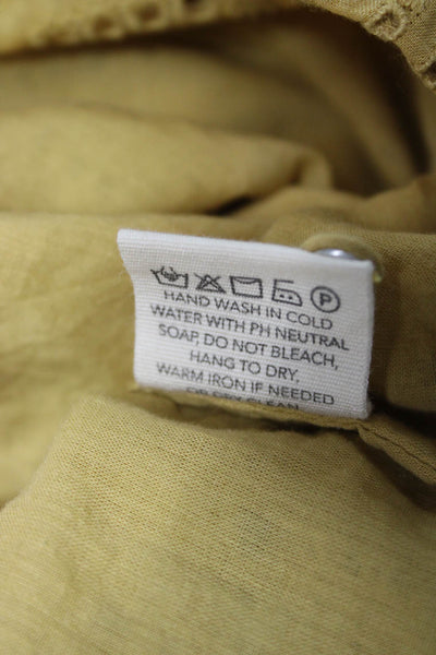 Mirth Women Kaftan Dress Yellow Cotton Geometric Short Sleeve Size XS