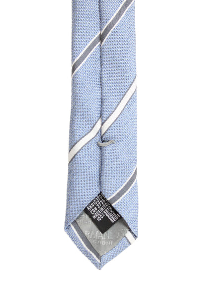 Armani Collezioni Mens Silk Striped Classic Necktie Blue Grey