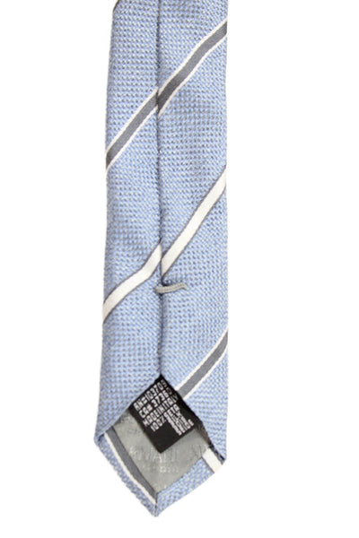 Armani Collezioni Mens Silk Striped Classic Necktie Blue Grey
