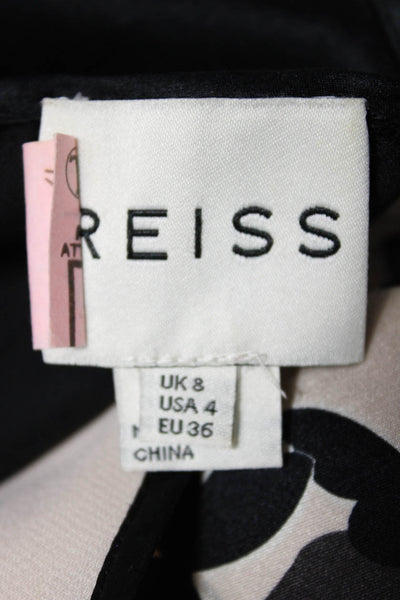 Reiss Womens Fit & Flare Silk Animal Print Dress Short Sleeve Round Neck Size 4