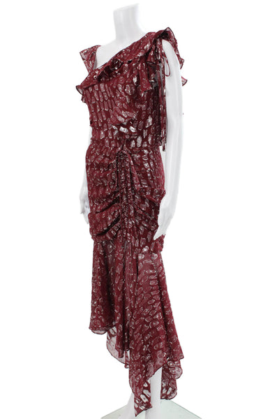 Veronica Beard Womens Fit & Flare One Shoulder Red Silk Blend Dress Size 6