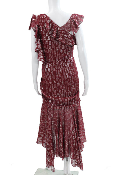 Veronica Beard Womens Fit & Flare One Shoulder Red Silk Blend Dress Size 6