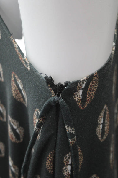 Las Surenas Womens Black Animal Print One Shoulder Romper Size M