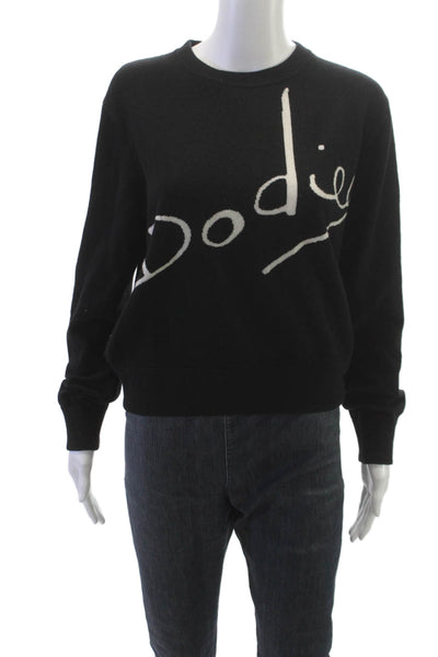 Dodiee Womens Black 100% Cashmere Crew Neck Pullover Sweater Long Sleeve Size M