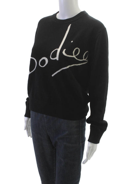 Dodiee Womens Black 100% Cashmere Crew Neck Pullover Sweater Long Sleeve Size M