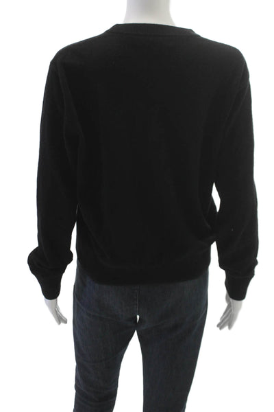 Dodiee Womens Black 100% Cashmere Crew Neck Pullover Sweater Long Sleeve Size M