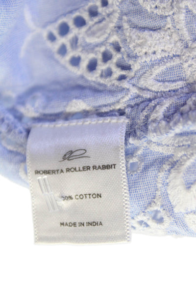 Roberta Roller Rabbit Women Tunic Blue Cotton Square Neck 3/4 Sleeve Size M