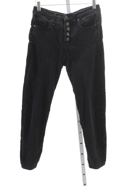 Veronica Beard Womens Skinny Black Jeans Cotton Button Mid Rise Size 28